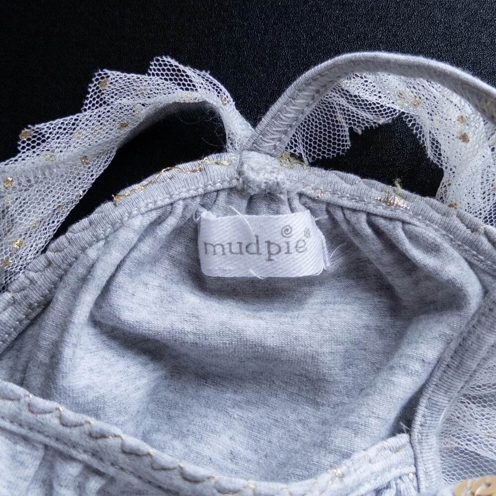 Mud Pie Baby Girl 0-3m Unicorn‎ Bubble Romper Gold Tulle Summer
